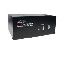 Linkskey 2-Port Dual Monitor DVI/DVI USB Audio and Microphone KVM Switch with Cables (LDV-DM202AUSK) On Sale