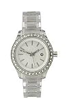 Fossil Women's ES2612 Clear Plastic Bracelet White Glitz Analog Dial Watch