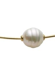 CleverEves 18K Yellow Gold 12.00 mm Fine Circle South Sea Cultured Pearl Necklace