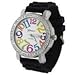 Black Geneva Womens Platinum Crystal Rhinestone Silicone Colored Numbers Watch