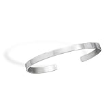 Polished Pewter Men's Cuff Bracelet For 8-9 Inch Wrists, 1/4 Inch Wide