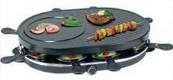 Raclette Tisch Grill mit 8 Pfännchen und extrastarken 1200 Watt inkl. Antihaftbeschichteter Crepes-Platte NEU + OVP