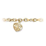 14KT Hollow Rolo with 3D Heart Bracelet