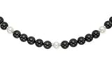 Cultured Freshwater Pearl and Onyx Sterling Silver Necklace 16 inches