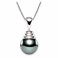 14k gold, 9-10mm Black Tahitian Pearl Pendant