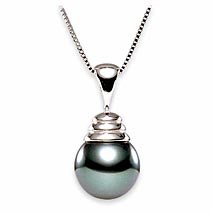 14k gold, 9-10mm Black Tahitian Pearl Pendant by Black Pearl Jewelry