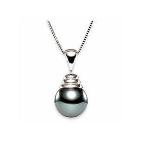 14k gold, 9-10mm Black Tahitian Pearl Pendant by 