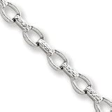 14k White Gold 7in Diamond-cut Satin Polished Fancy Bracelet
