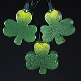 Set of 10 Luck of the Irish Glittery Green Shamrock Lights - Green Wire