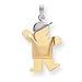 14k Two-Tone Puffed Boy with Hat on Left Engraveable Charm - JewelryWeb