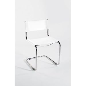ItalModern 03104 Shauna Leather Chair Set of 2- White-Chrome by ItalModern
