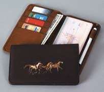 Leather Checkbook Cover / Planner with horse Embroidery