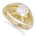 Jewelco London 9ct Solid gold hand finished men's cubic zirconia set solitaire Ring