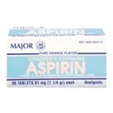 Major Aspirin Children's Chewable Tablets, 1.25 gr, 36/pk