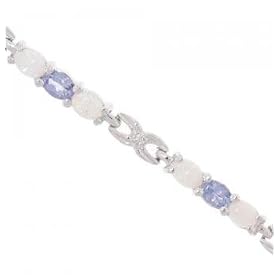 White Gold Bracelet Tanzanite Opal Diamonds by GemAffair