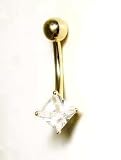 14k Elegant Princess Cubic Zirconia CZ Belly Ring
