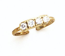 14K 4-CZ TOE RING - GH23724
