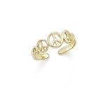 14k Peace Signs Toe Ring
