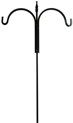 American Gardenworks SQTDFHN Shepherds Hook Plant Hanger, Double, Hammered Nickel, 90-In. - Quantity 5