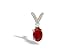 14K White Gold Genuine Oval Ruby and Diamond Pendant