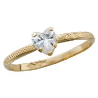 10kt. Gold, Children's Cubic Zirconia Heart Ring