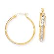 14K 2-TONE DIA-CUT EARRINGS