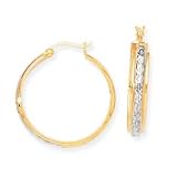 14K 2-TONE DIA-CUT EARRINGS