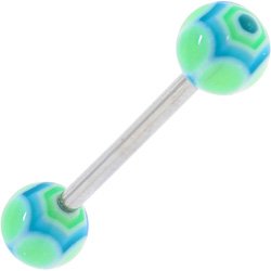 Lime Blue Marracas Barbell Tongue Ring