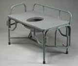 Commode - 1,000 Lb. Weight Capacity. Extra extra wide, heavy duty, drop arm commode with elongated seat opening and toilet paper holder.