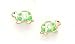 14k Yellow CZ Green Enamel Childrens Turtle Earrings
