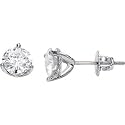 Polished-Threaded 14k White-gold Pair 04.00MM =1/2 CTTW Moissanite Stud-earrings