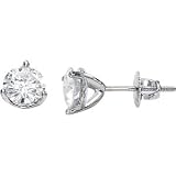 Polished-Threaded 14k White-gold Pair 04.00MM =1/2 CTTW Moissanite Stud-earrings