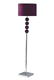 Premier Housewares Mistro Purple Floor Lamp with 4 Glass Balls Chrome Base and Faux Suede Shade