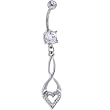 Crystalline Gem Integral Heart Dangle Belly Ring