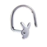 Playboy Bunny Rabbit Head Logo GEM Nose Ring