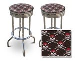 2 Pirate Skull & Crossbones Themed Specialty / Custom Barstools Set