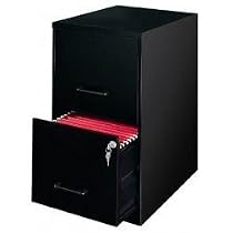 Home Office 2 Drawer Letter File Cabinet (Black) (24.5"H x 14 1/4"W x 18"D)