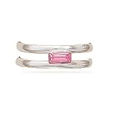 Rectangle Pink Crystal Double Bend Toe Ring