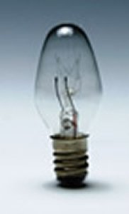 7 watt 130 volt C7 Candelabra E12 Base White Incandescent Eiko Light Bulb