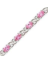 Sterling Silver 7 Inch Pink CZ Bracelet - 7 Inch