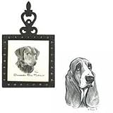 Basset Hound Square Trivet, Porcelain by Rosalinde (4.5' x 8')