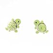 Tiny Green Enamel Turtle Stud Earrings for Children in Sterling Silver, #7581