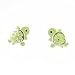 Tiny Green Enamel Turtle Stud Earrings for Children in Sterling Silver, #7581