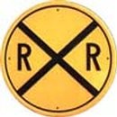 Railroad Crossing RR X-ing Round Tin Sign