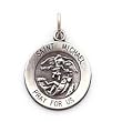 Saint Michael - Small Round Sterling Silver St. Michael Pray for Us Medal Pendant
