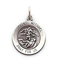 Saint Michael, Pray for Us Medal Pendant Small Round Sterling Silver