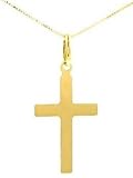 small wide flat gold cross (18K gold, with chain)