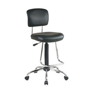 Office Star Work Smart DC420V3 Black Vinyl Medical / Dental Stools With Footring