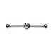 Surgical Steel Industrial Barbell with Black and White Twisting Flower Center - 14G (1.6MM) 1 7/16" Length - Sold Individually