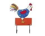 Plaque m�tal peinte 2 crochets coq by Mila Design with a smile